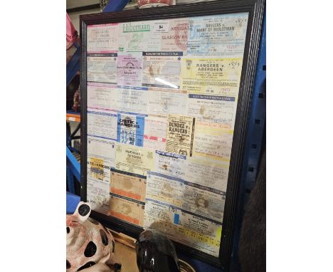 FRAMED SCOTTISH FOOTBALL TICKET STUB COLLECTION, RANGERS FOOTBALL CLUB.