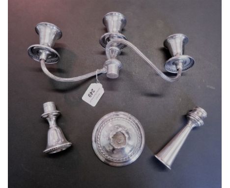 A Gorham sterling silver three branch candlestick (AF).