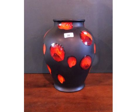 A Poole Pottery vase of imposing proportions, in the Galaxy pattern (35.5cm tall, shoulder width 24cm).