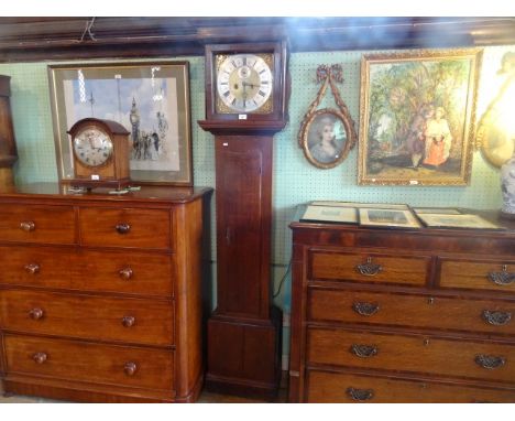 A 19th century oak longcase clock, the brass and silvered dial signed Thomas Deykin, Worcester, the eight day movement striki