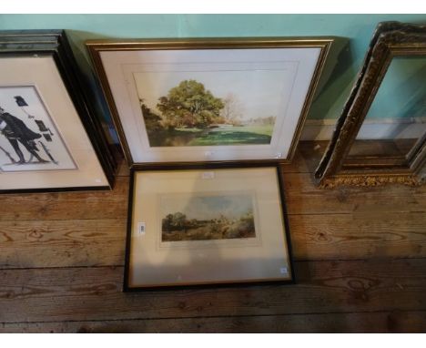 D. Rothwell Bailey, an idyllic rural river scene, watercolour, signed and dated 1990, together with a Victorian print, childr