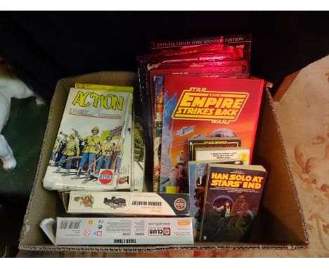 A collection of 1970's and later Star Wars annuals and books, together with a small quantity of Airfix and other military mod