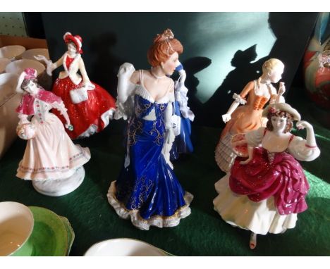 Six ceramic figurines to include examples by Royal Worcester, Franklin Mint and Royal Doulton.