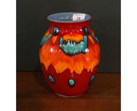 A Poole Pottery Delphis vase (20.5cm). Condition Report: No apparent damage or restoration.Would advise postage by Mailboxes.