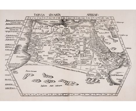 Africa.- Waldseemüller (Martin) Tabula Quarta Africae, Ptolemaic Map of Northern Africa, woodcut, on laid paper with small wa