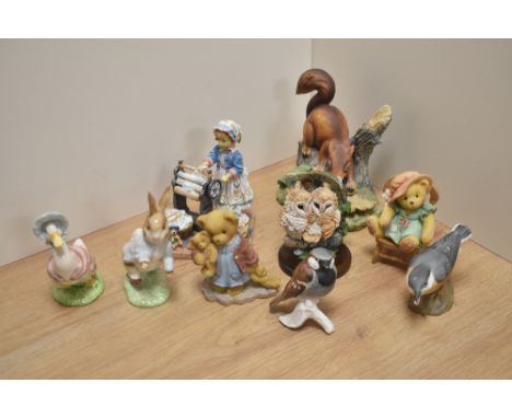 Two Beswick Pottery Beatrix Potter figures 'Peter Rabbit' and 'Jemima Puddleduck' printed marks to base, sold along with a Ro