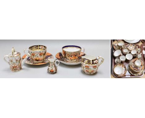 A Collection of English Imari Porcelain, 19th century and later, including: a Spode saucer, pattern 967, 13.5cm diameter, and