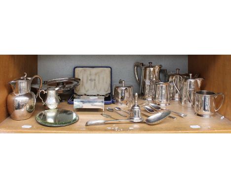 A Collection of Assorted Silver and Silver Plate, the silver including a cream-jug, in the George II style; a jewellery-box a
