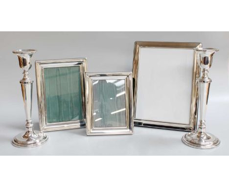 A Collection of Assorted Elizabeth II Silver, comprising three silver-mounted photograph-frames, each with velvet easel-back,