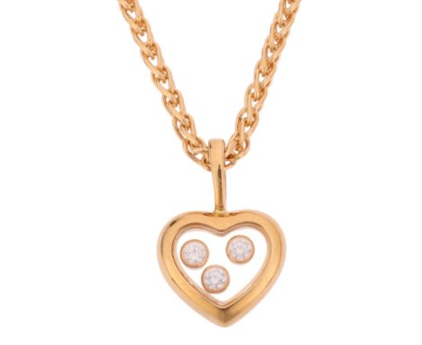 CHOPARD - an 18ct gold diamond 'Happy Diamonds Icons' heart pendant necklace, ref. 79/4611-20, the heart with glass panels en