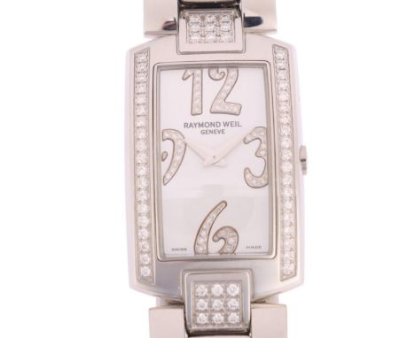 RAYMOND WEIL - a lady's stainless steel diamond Shine Collection quartz bracelet watch, ref. 1800, iridescent white dial with