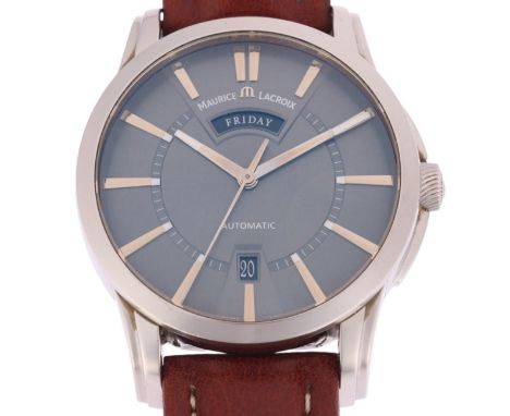 MAURICE LACROIX - a stainless steel Pontos automatic calendar wristwatch, ref. PT6158, circa 2014, anthracite grey dial with 
