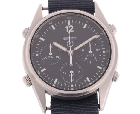 SEIKO - a stainless steel British Military Issue Generation 1 quartz chronograph wristwatch, ref. 7A28-7120, circa 1990, blac