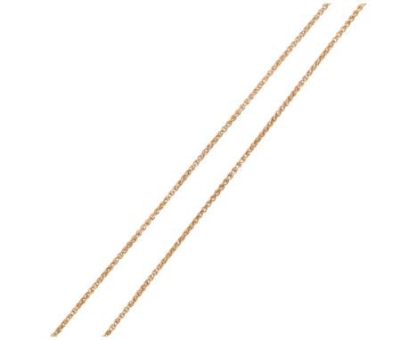 A 14ct gold fine foxtail link chain necklace, 34cm, 1.4g . Condition Report:Fitting spring is broken, marked 14k