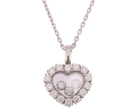 CHOPARD - an 18ct white gold diamond 'Happy Diamonds Icons' heart pendant necklace, ref. 79/6216/0-20, the heart set with mod