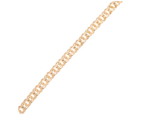 A 14ct gold double hoop link chain bracelet, 18cm, 6.4g . Condition Report:No damage or repair, only general surface wear, fi