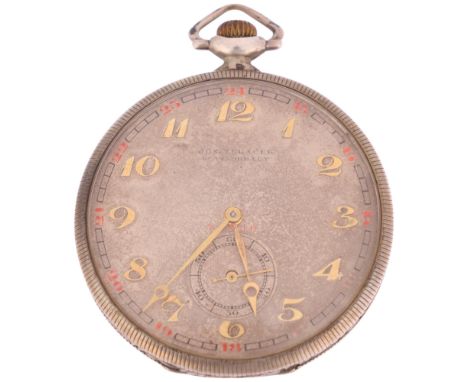 ZENITH - an Art Deco German 800 silver open-face keyless slimline pocket watch, retailed by Josef Tulacek of Vinohrady, circa