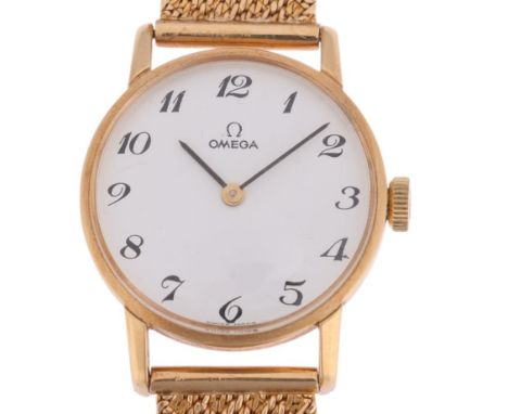 OMEGA - a lady's Vintage 9ct gold mechanical bracelet watch, ref. 511.5137, circa 1974, white dial with black breguet Arabic 
