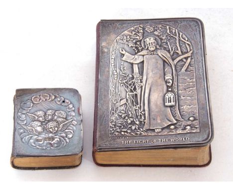 Mixed Lot: a Common Prayer book, the front embossed with a silver religious scene entitled 'The Light of the World', Birmingh