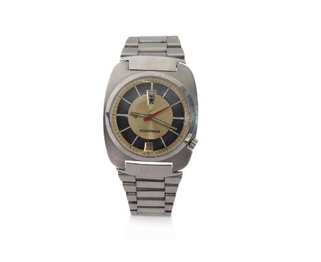 Gents second/third quarter of 20th century stainless steel cased wrist watch having silver and luminous hands to a gold colou