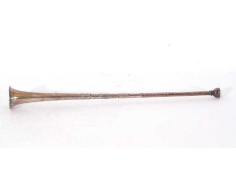 Edward VII two-part Masters hunting horn of traditional form, 30cm long (worn), Chester 1906, maker's mark unclear, 41gms