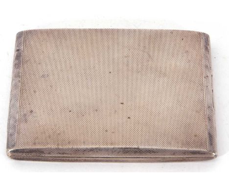George V cigarette case of oval section square form, all over engine turned decoration, 9cm x 9cm, London 1930, 147gms