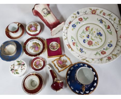 Selection of French Limoges China cabinet pieces plus 2 large wall plates, wedgwood trinket etc