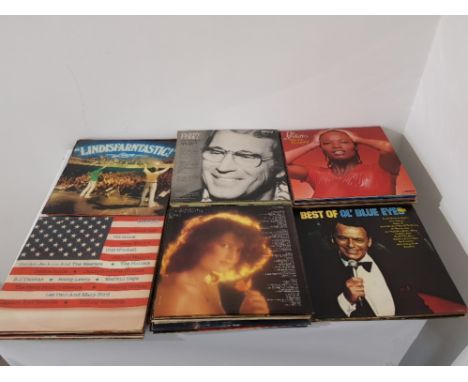 Box of over 50 Lp's light listening with some classical Lp's included