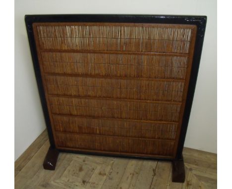 Oriental fire screen with inset bamboo (93cm x 103cm)