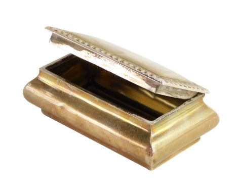 A Victorian silver snuff box, of rectangular bombe form, the lid with engraved border decoration, Deakin &amp; Francis Ltd, B