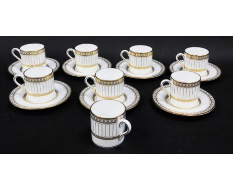 A set of eight Wedgwood Colonnade demi-tasse coffee cans and saucers, W4339, printed marks.