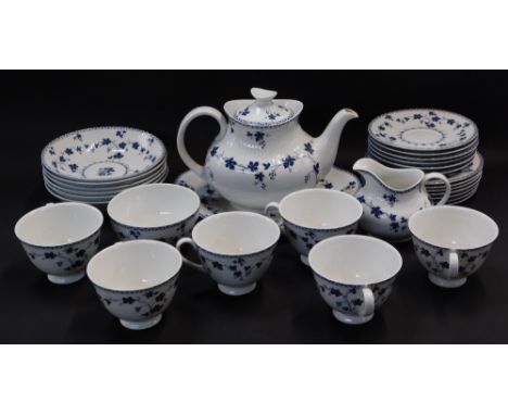 A Royal Doulton Yorktown pattern porcelain part tea service, comprising tea pot, six bowls, six cups and saucers, six side pl