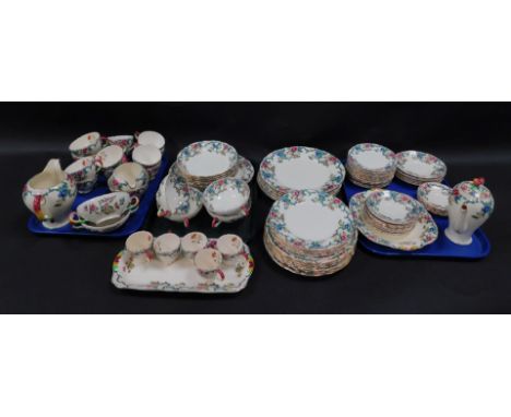 A Royal Cauldon pottery part dinner tea and coffee service, decorated in the Victoria pattern, comprising oval meat platter, 