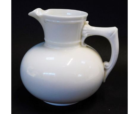 A Royal Worcester white glazed porcelain cream jug, circa 1892, shape number 1376, printed marks, 9cm high.