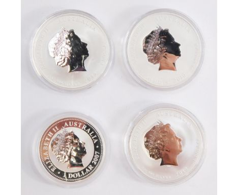 Australian silver proof dollars, Chinese New Year, Year of The Tiger 2010, Dragon 2012 and Snake 2013., 2007 Year of The Tige