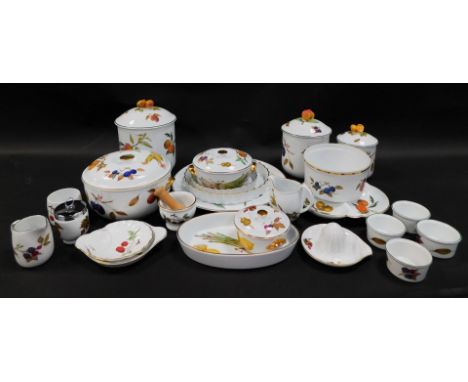 A group of Royal Worcester Evesham wares, comprising a graduated set of three storage jars, large tureen, small tureen, two g