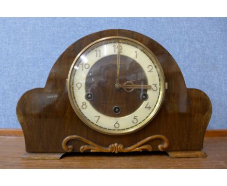A walnut Whittington chime mantel clock