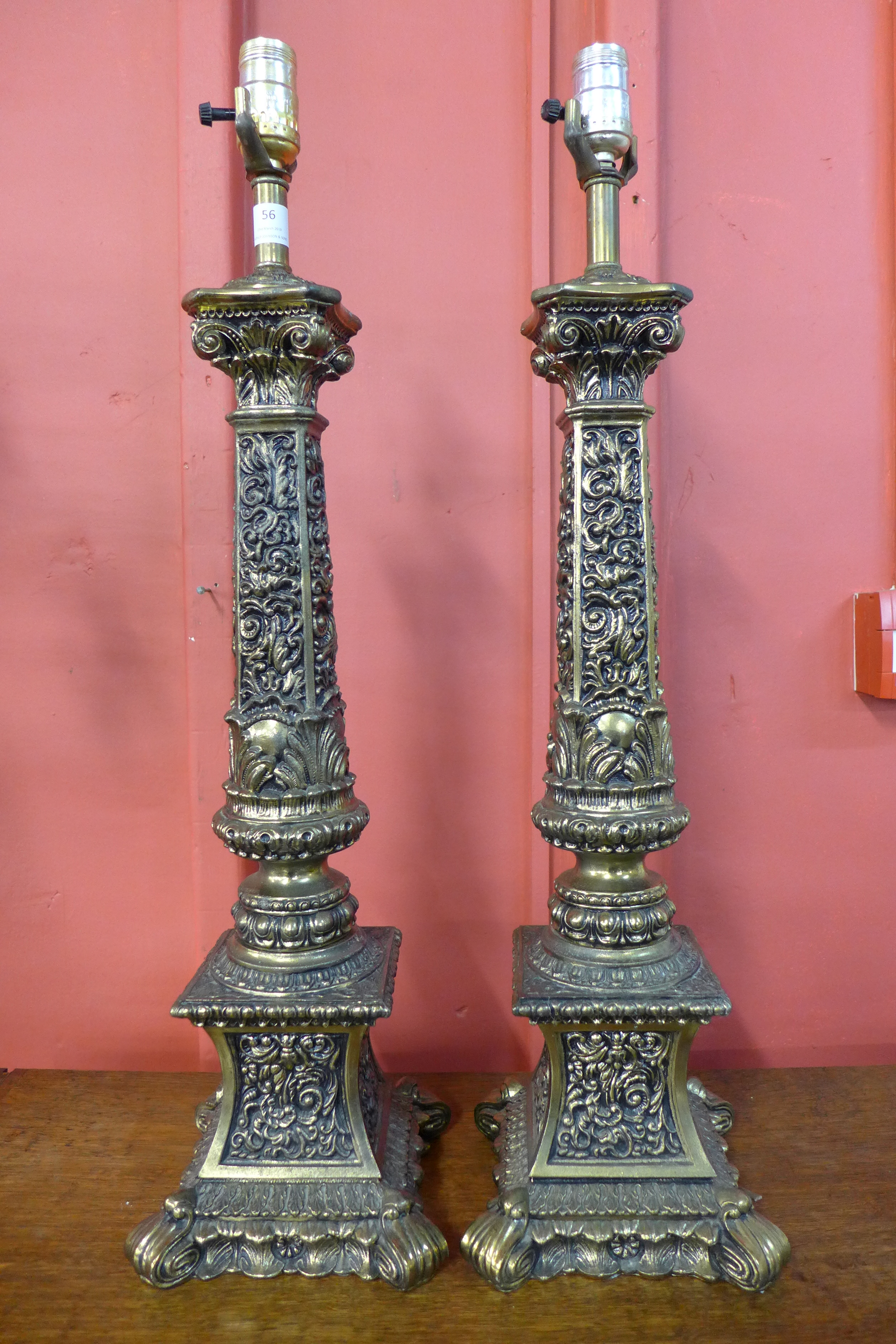 A Pair Of French Style Gilt Metal Table Lamps