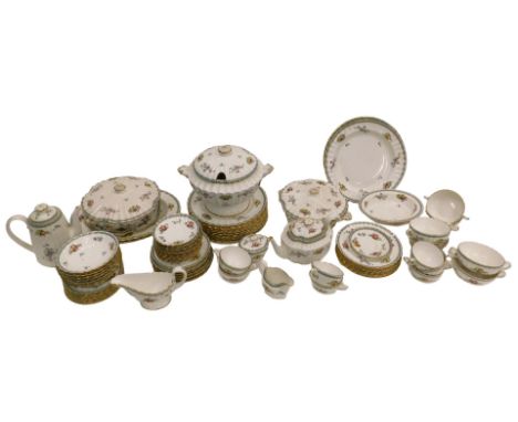 An extensive Spode porcelain Trapnell Sprays part dinner service, to include dinner plates, meat dishes, two large sauce ture