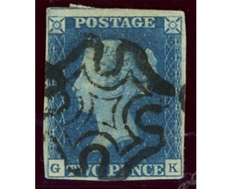 1840 2d blue, G-K, used with black maltese cross, 4 margins, fine. (see photo)