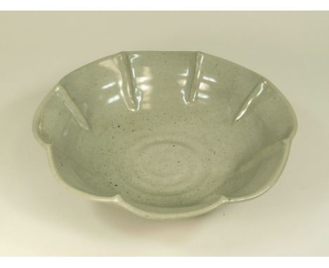 JEREMY LEACH A Lowerdown petal form rim bowl. Personal &amp; Pottery seal marks. Diameter 30cm