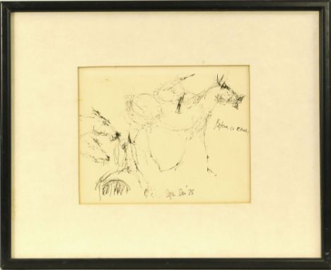 JULIAN DYSON. 'Before a Race.' A print, signed, titled &amp; dated December '75. 12 x 25cm.