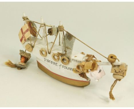 JOHN MALTBY. 'Phoebe of Stratford', a wooden &amp; ceramic boat model. Unsigned, length 24cm.