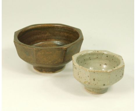 JEREMY LEACH Two cut-sided footed bowls. Personal &amp; Pottery marks. Diameter 10cm &amp; 7cm.