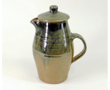 LEACH POTTERY A Standard Ware coffee pot &amp; lid. Pottery mark. Height 25cm.