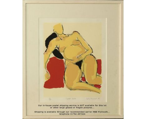JOHN EMANUEL. 'Seated Nude' screen print. Signed, titled, dated (19)83 &amp; no. 62/75.43 x 35cm.