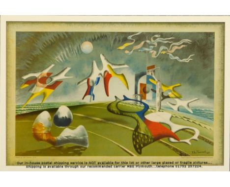 JOHN TUNNARD. 'Holiday.' A colour print after John Tunnard, printed by the Baynard Press for School Prints Ltd. 75 x 49cm.