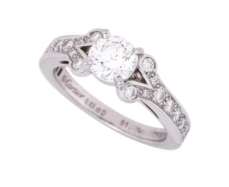 A CARTIER 'BALLERINE' SOLITAIRE DIAMOND RING The solitaire diamond ring by Cartier, from the Ballerine Solitaire collection. 