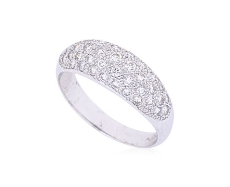 A WHITE GOLD AND DIAMOND RING
Pave set with round brilliant cut diamonds,  totalling approximately 0.82 carats, in white gold