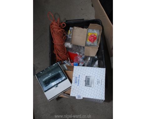 A plastic trunk of electrical switches, etc.